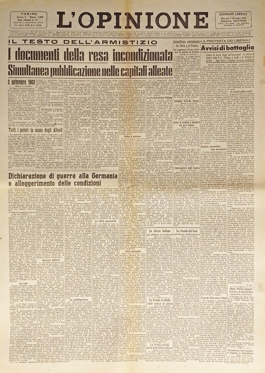Giornale - L'Opinione N. 165 - 1945 I documenti della resa incondizionata