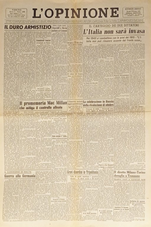Giornale - L'Opinione N. 166 - 1945 L'Italia non sarà invasa
