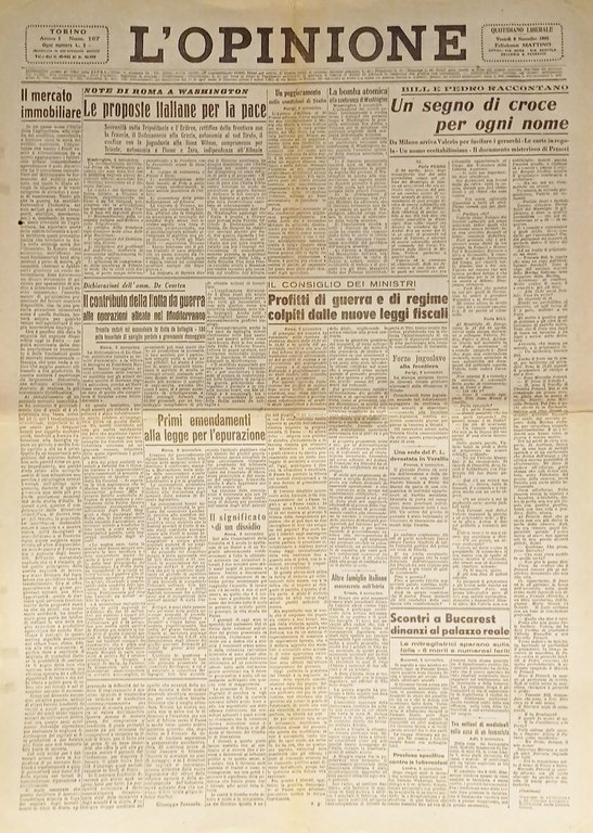 Giornale - L'Opinione N. 167 - 1945 Le proposte italiane per la pace