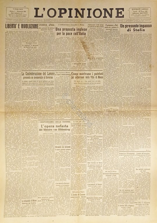 Giornale - L'Opinione N. 56 - 1945 Una proposta inglese … | Immagine Gallery 2