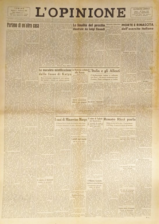 Giornale - L'Opinione N. 57 - 1945 Morte e Rinascita dell'Esercito Italiano