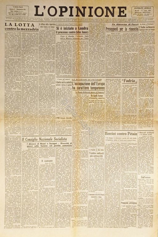 Giornale - L'Opinione N. 81 - 1945 Il processo contro … | Immagine Gallery 2
