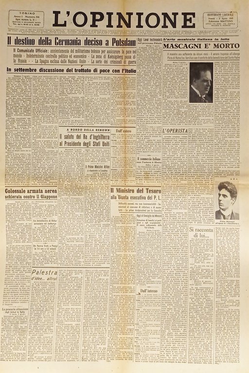Giornale - L'Opinione N. 84 - 1945 Il destino della Germania deciso a Potsdam