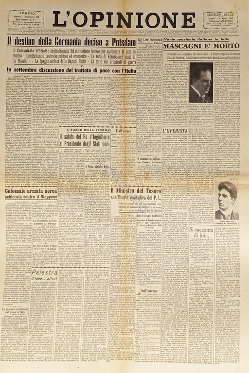 Giornale - L'Opinione N. 84 - 1945 Il destino della … | Immagine Gallery 2