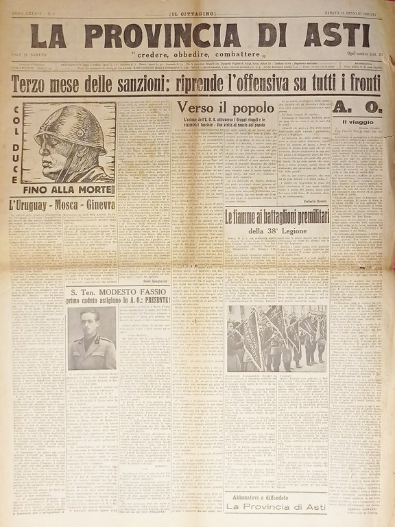 Giornale - La Provincia di Asti n. 3 - 1936 Terzo mese delle sanzioni