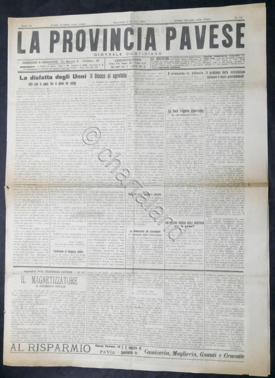 Giornale - La Provincia Pavese - N. 79 - 1918 …