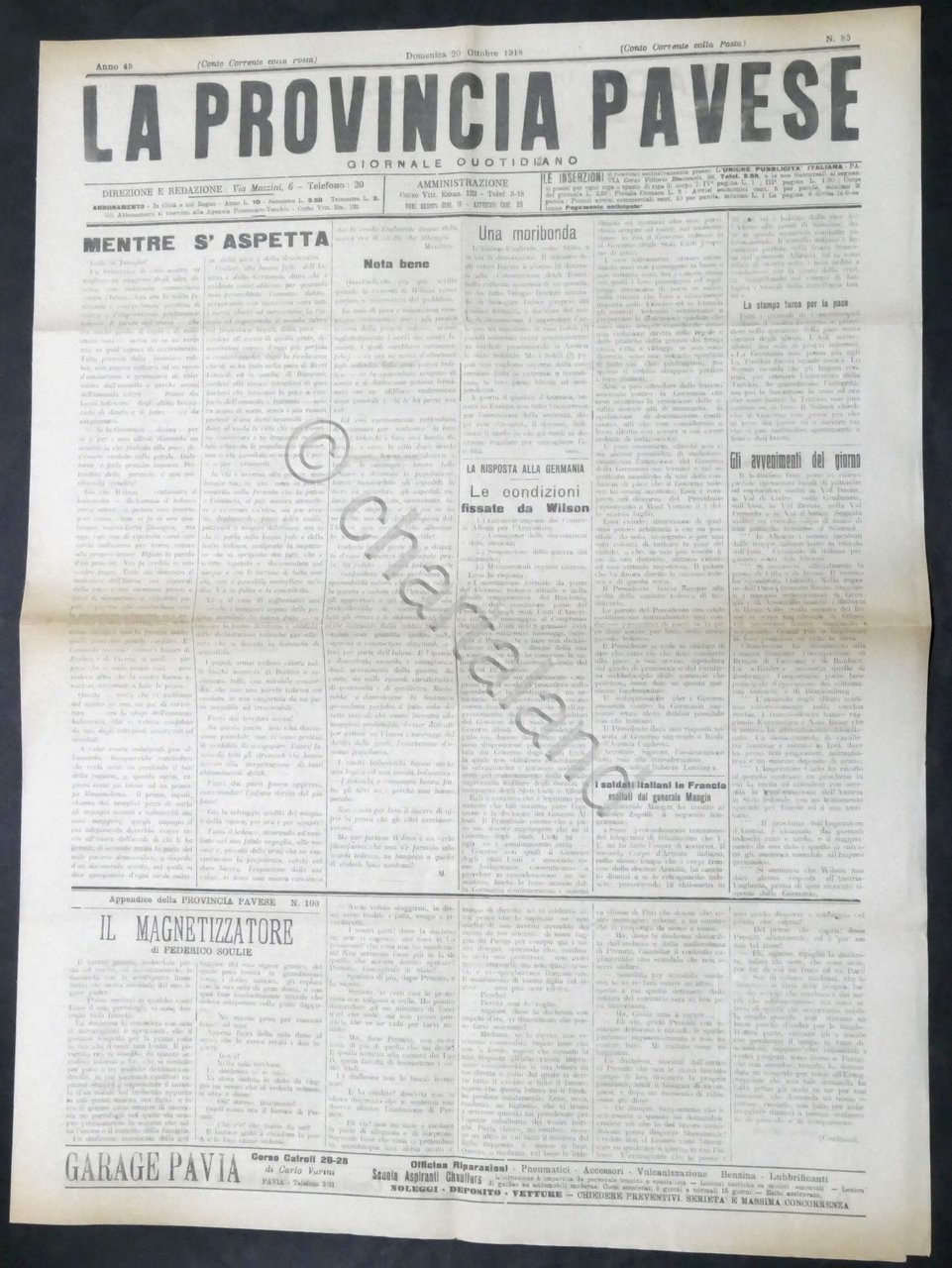 Giornale - La Provincia Pavese - N. 83 - 1918 …
