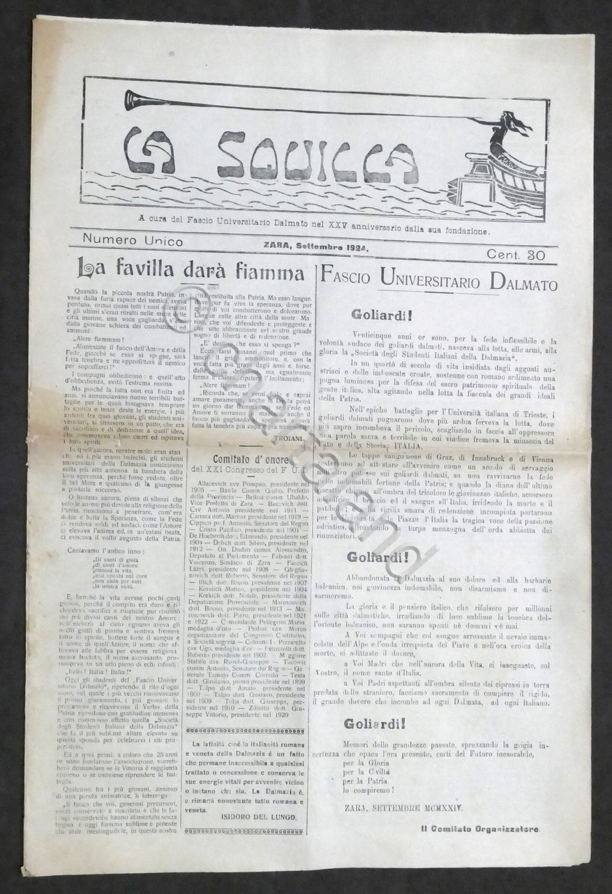 Giornale - La Squilla - Fascio Universitario Dalmato - Numero …