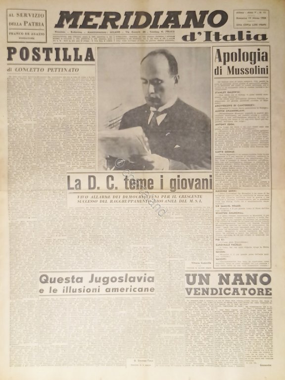 Giornale - Meridiano d'italia N. 11 - 1950 Apologia di … | Immagine Gallery 2