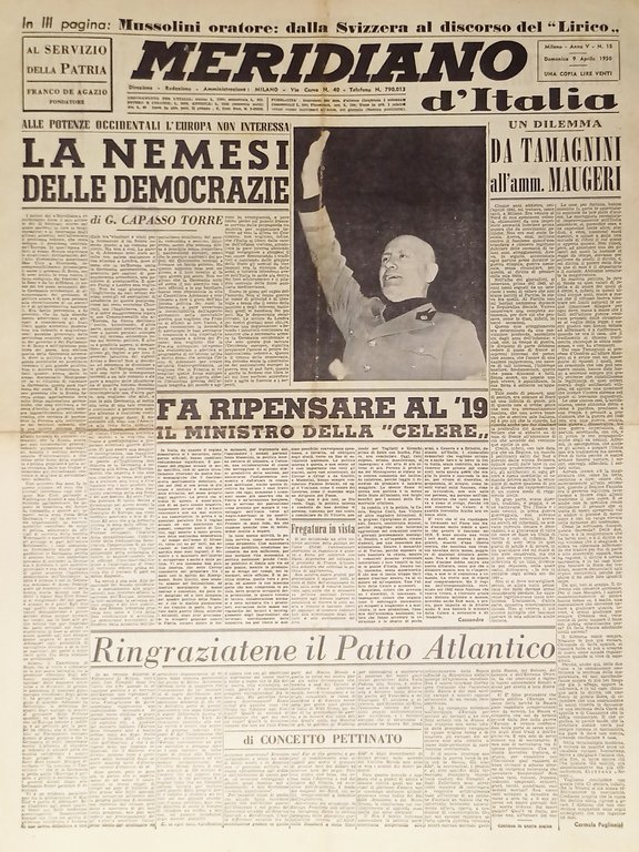 Giornale - Meridiano d'italia N. 15 - 1950 Da Tamagnini all'amm. Maugeri