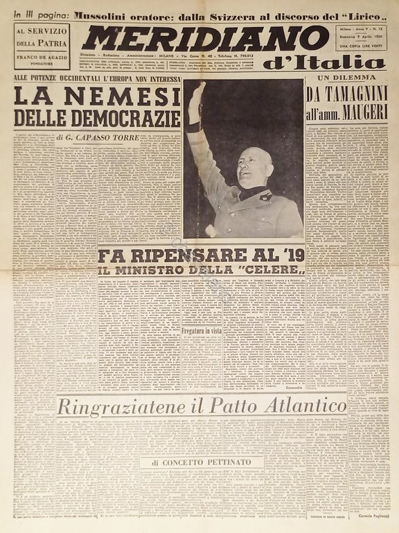 Giornale - Meridiano d'italia N. 15 - 1950 Da Tamagnini … | Immagine Gallery 2