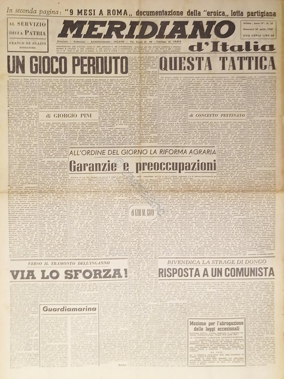 Giornale - Meridiano d'italia N. 16 - 1949 Un gioco … | Immagine Gallery 2