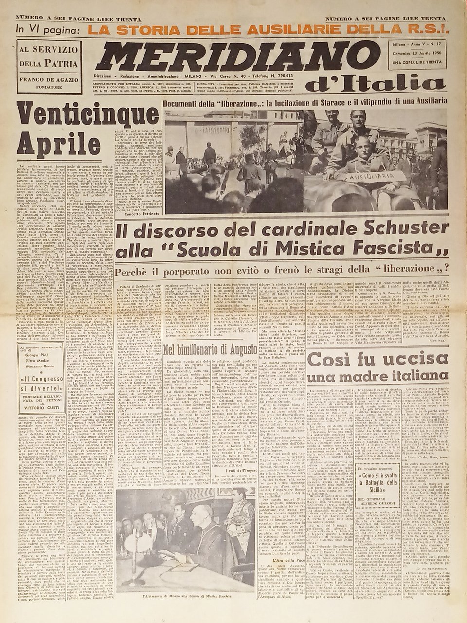 Giornale - Meridiano d'italia N. 17 - 1950 Discorso del … | Immagine principale