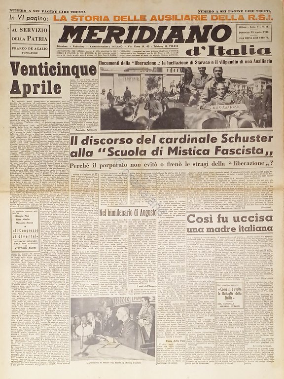 Giornale - Meridiano d'italia N. 17 - 1950 Discorso del … | Immagine Gallery 2