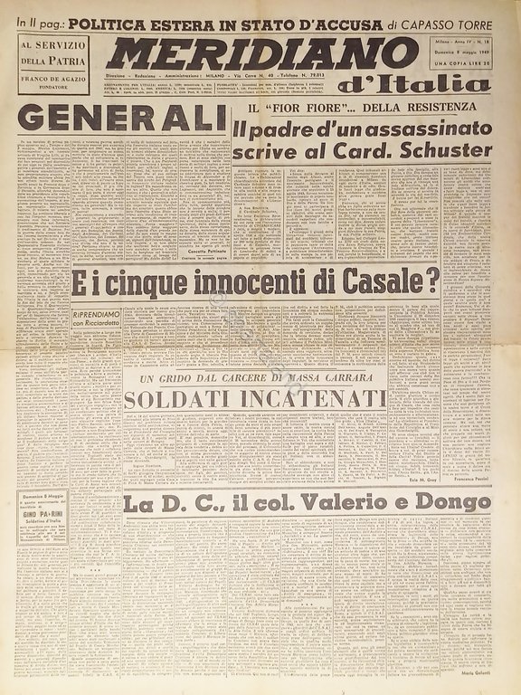 Giornale - Meridiano d'italia N. 18 - 1949 E i … | Immagine Gallery 2