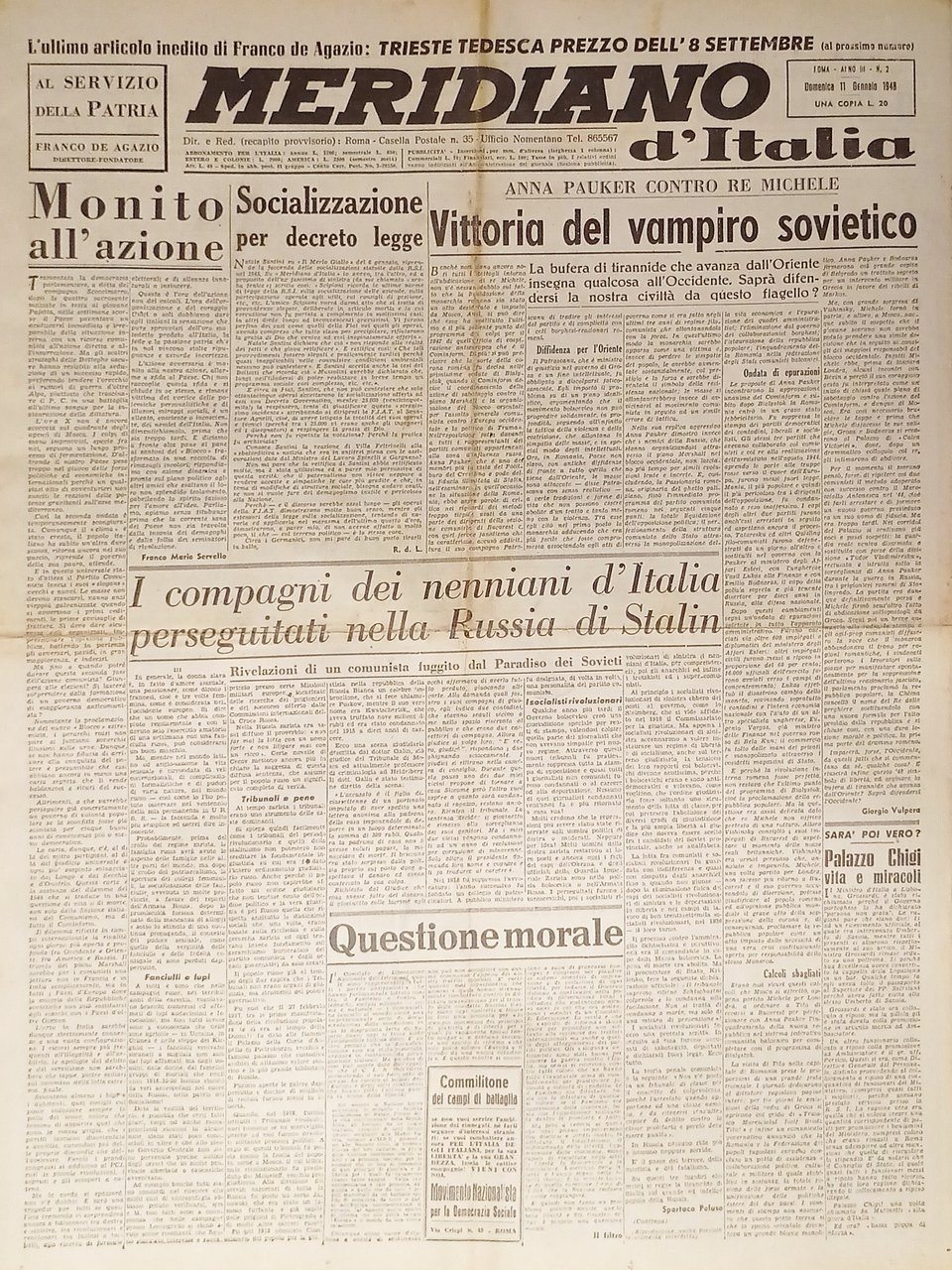 Giornale - Meridiano d'italia N. 2 - 1948 Vittoria del … | Immagine principale