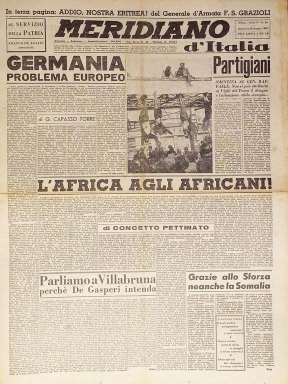 Giornale - Meridiano d'italia N. 20 - 1949 Germania problema europeo