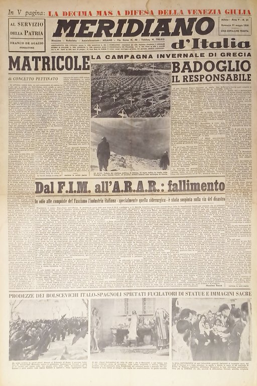 Giornale - Meridiano d'italia N. 21 - 1950 Badoglio il responsabile
