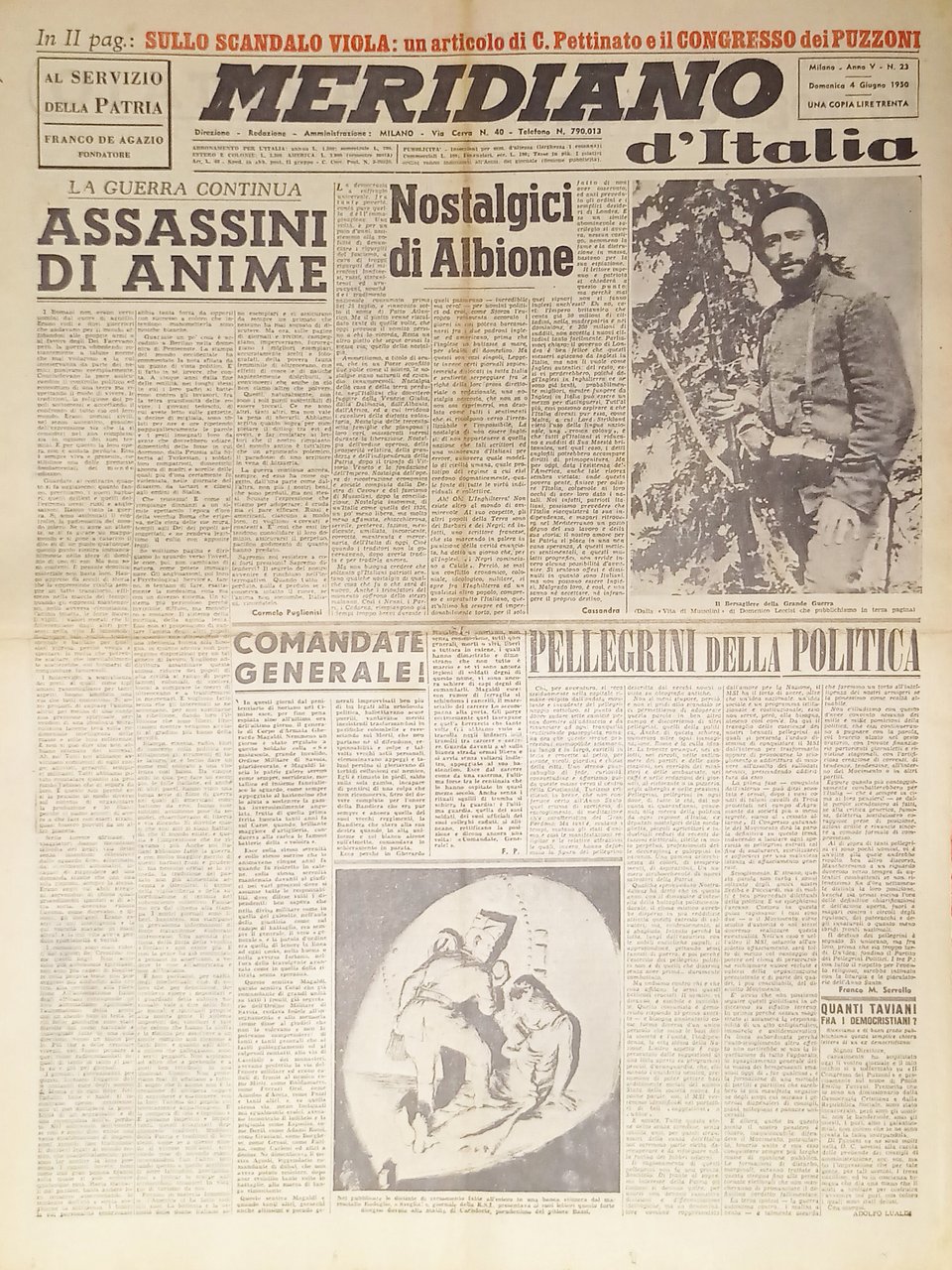 Giornale - Meridiano d'italia N. 23 - 1950 Nostalgici di … | Immagine principale