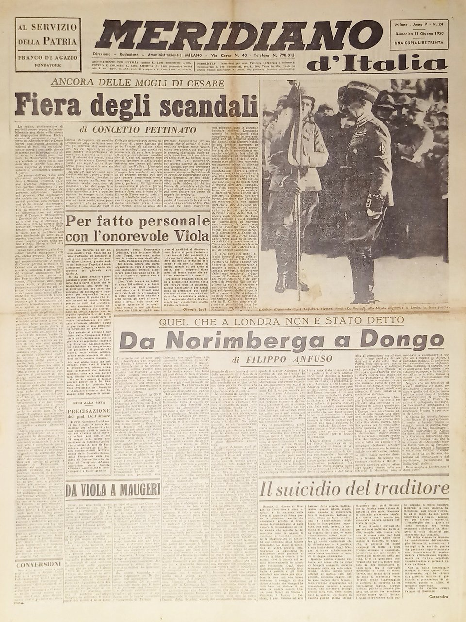 Giornale - Meridiano d'italia N. 24 - 1950 Fiera degli … | Immagine principale