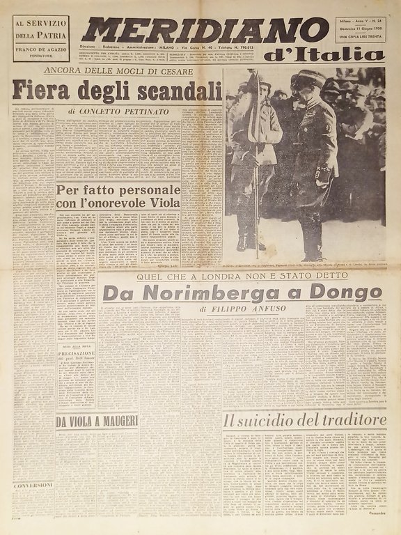 Giornale - Meridiano d'italia N. 24 - 1950 Fiera degli scandali