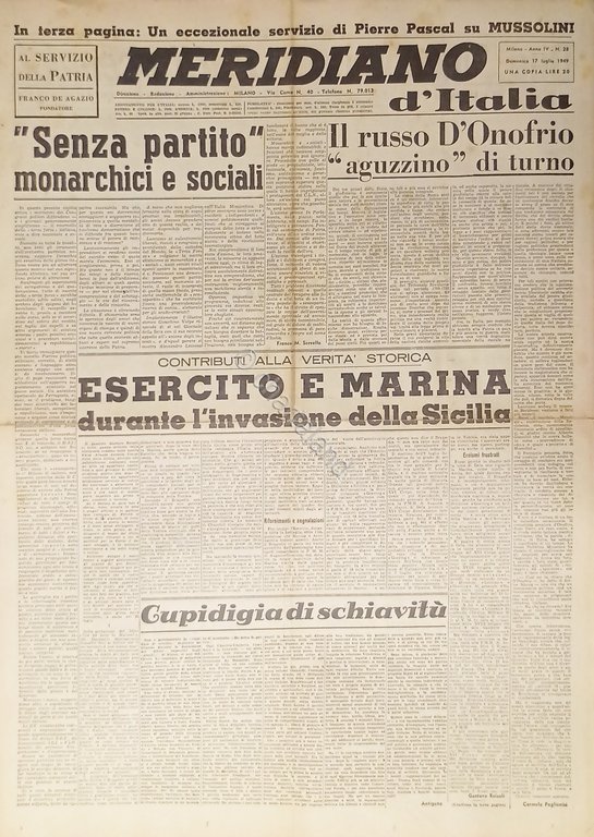 Giornale - Meridiano d'italia N. 28 - 1949 Il russo … | Immagine Gallery 2