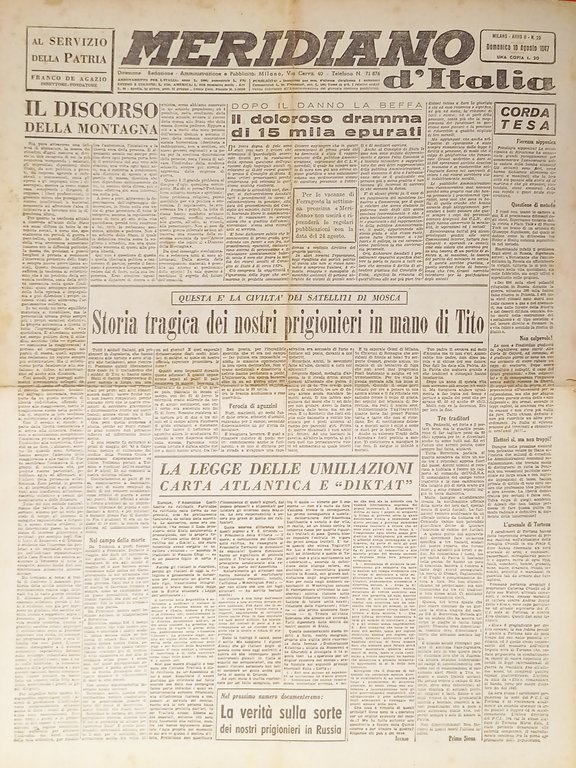 Giornale - Meridiano d'italia N. 29 - 1947 Il discorso della Montagna