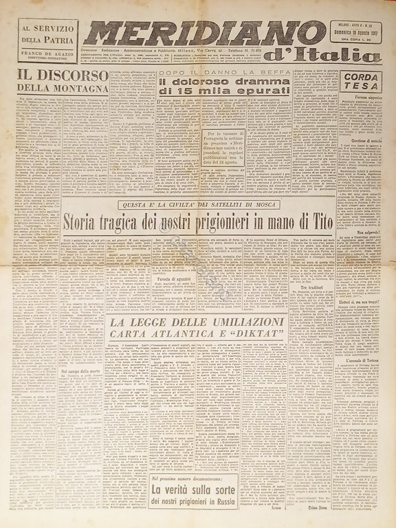 Giornale - Meridiano d'italia N. 29 - 1947 Il discorso … | Immagine Gallery 2