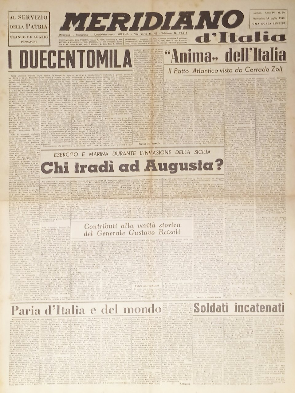 Giornale - Meridiano d'italia N. 29 - 1949 Chi tradi … | Immagine principale