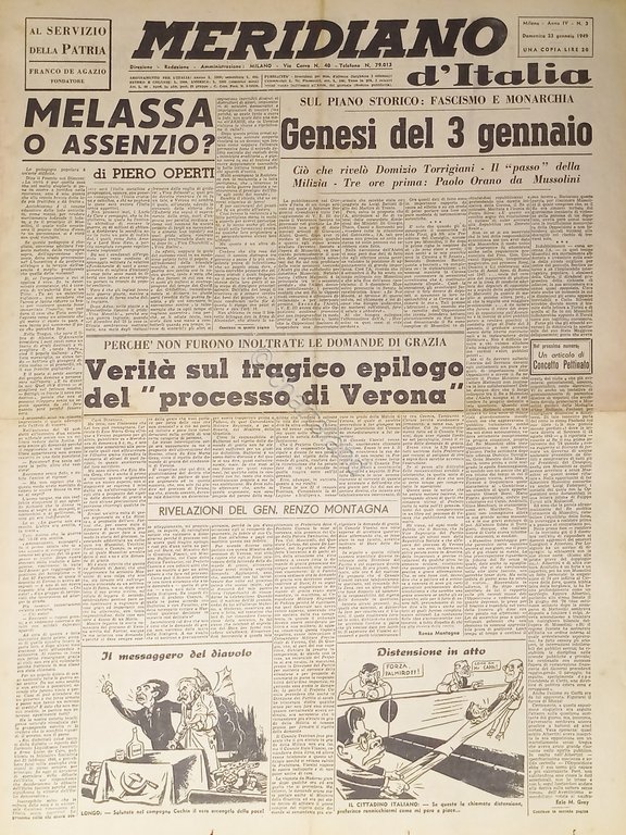Giornale - Meridiano d'italia N. 3 - 1949 Melassa o … | Immagine Gallery 2