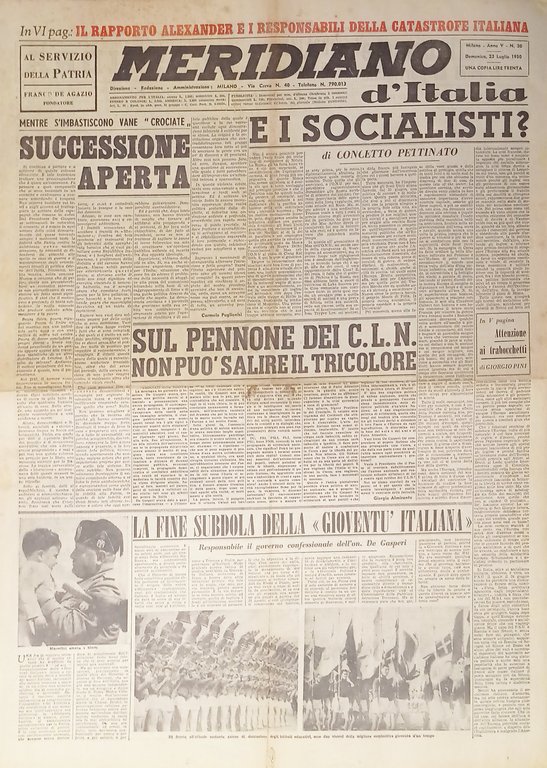 Giornale - Meridiano d'italia N. 30 - 1950 Successione aperta
