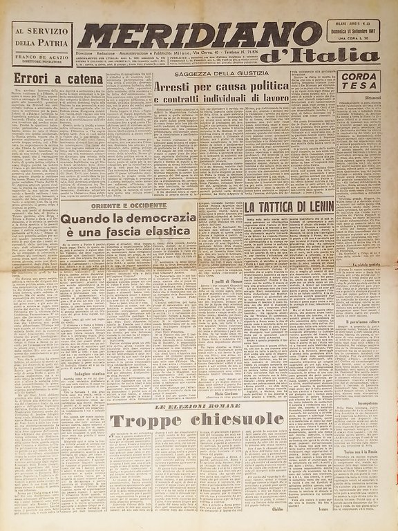 Giornale - Meridiano d'italia N. 33 - 1947 La tattica di Lenin