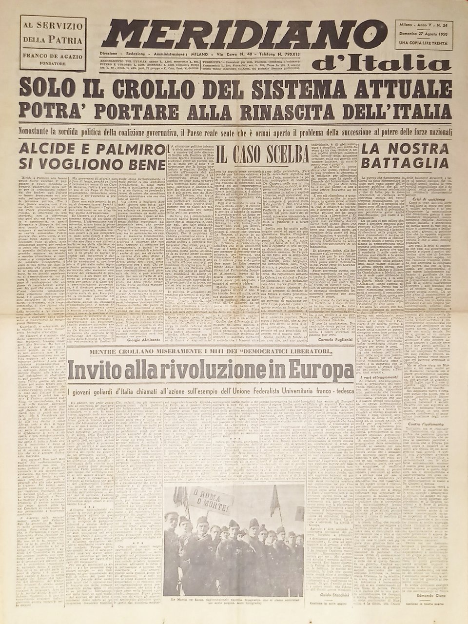 Giornale - Meridiano d'italia N. 34 - 1950 Invito alla … | Immagine principale