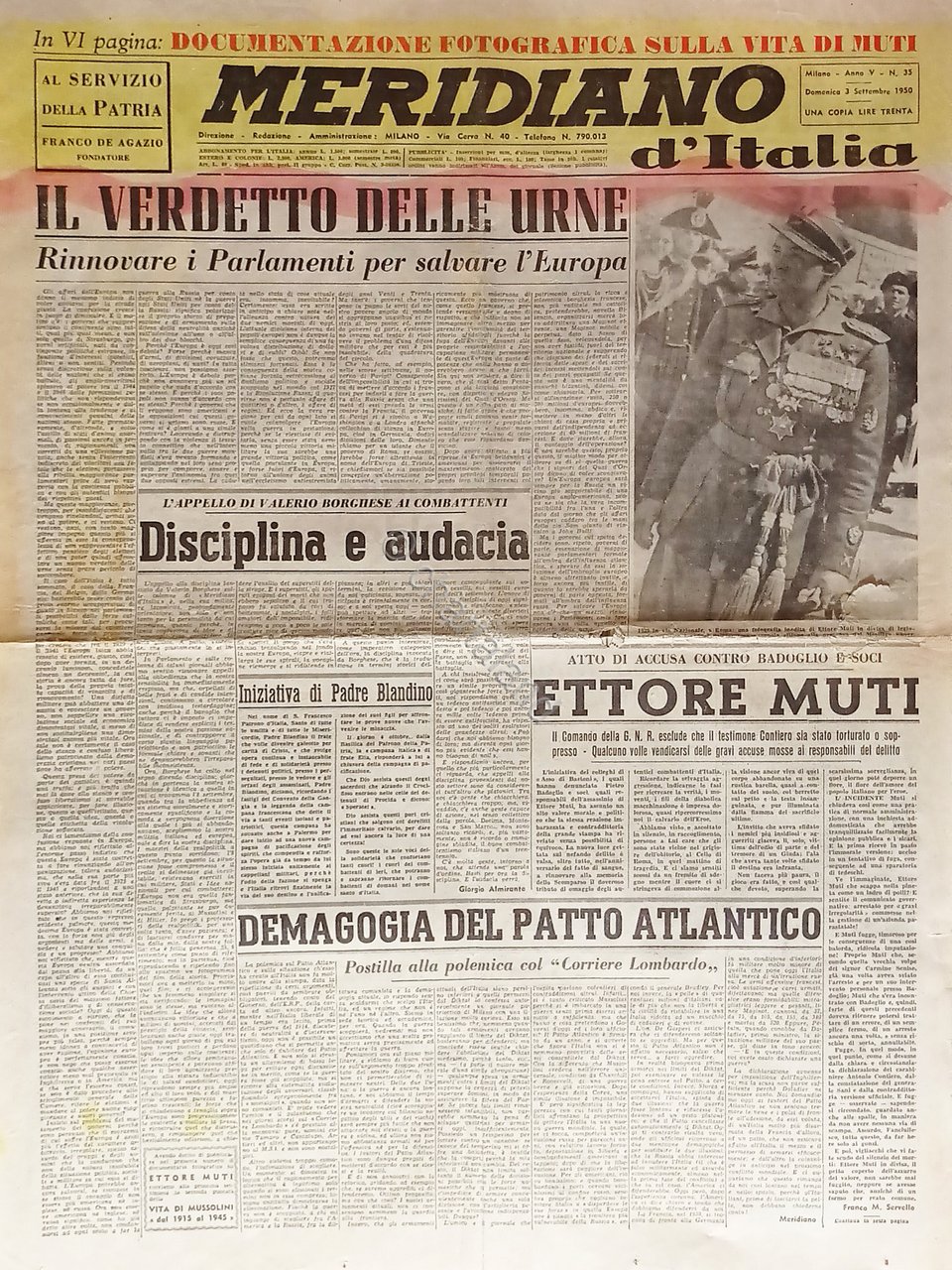 Giornale - Meridiano d'Italia N. 35 - 1950 Il verdetto … | Immagine principale