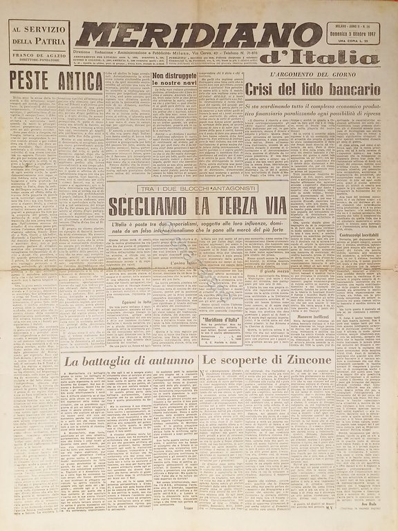 Giornale - Meridiano d'italia N. 36 - 1947 Crisi del … | Immagine Gallery 2