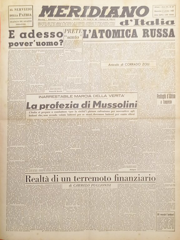 Giornale - Meridiano d'italia N. 37 - 1949 L'atomica russa