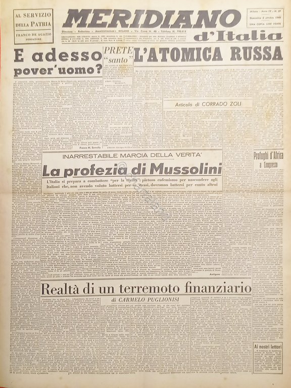 Giornale - Meridiano d'italia N. 37 - 1949 L'atomica russa | Immagine Gallery 2
