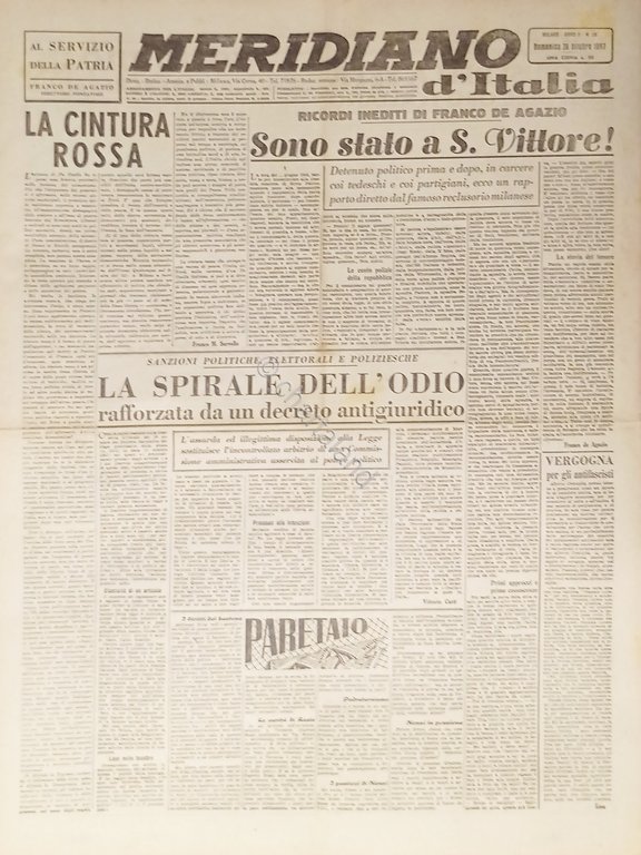 Giornale - Meridiano d'italia N. 38 - 1947 Sono stato … | Immagine Gallery 2