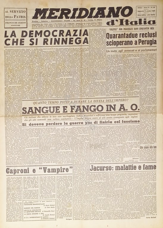 Giornale - Meridiano d'italia N. 38 - 1949 Sangue e … | Immagine Gallery 2