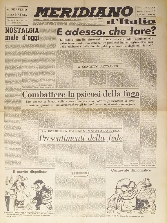 Giornale - Meridiano d'italia N. 4 - 1949 Combattere la psicosi della fuga