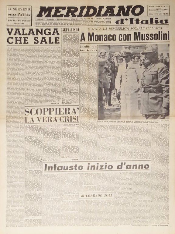 Giornale - Meridiano d'italia N. 4 - 1950 A Monaco con Mussolini