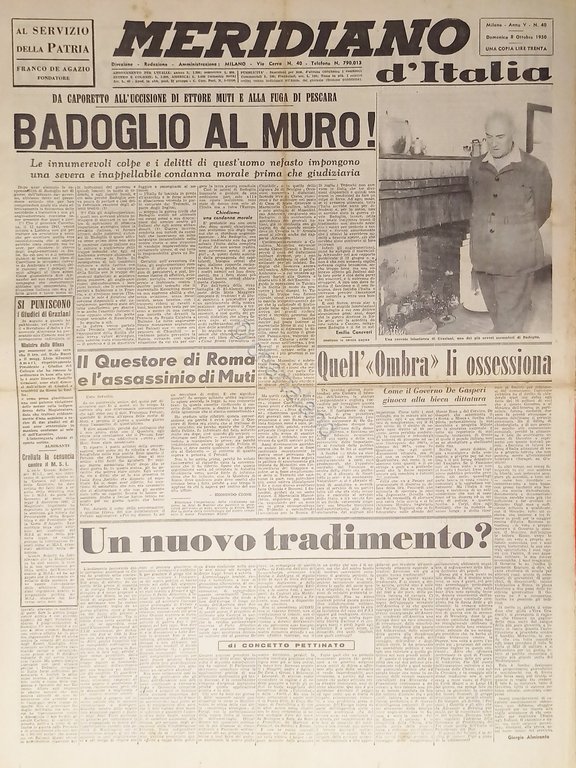 Giornale - Meridiano d'italia N. 40 - 1950 Badoglio al … | Immagine Gallery 2