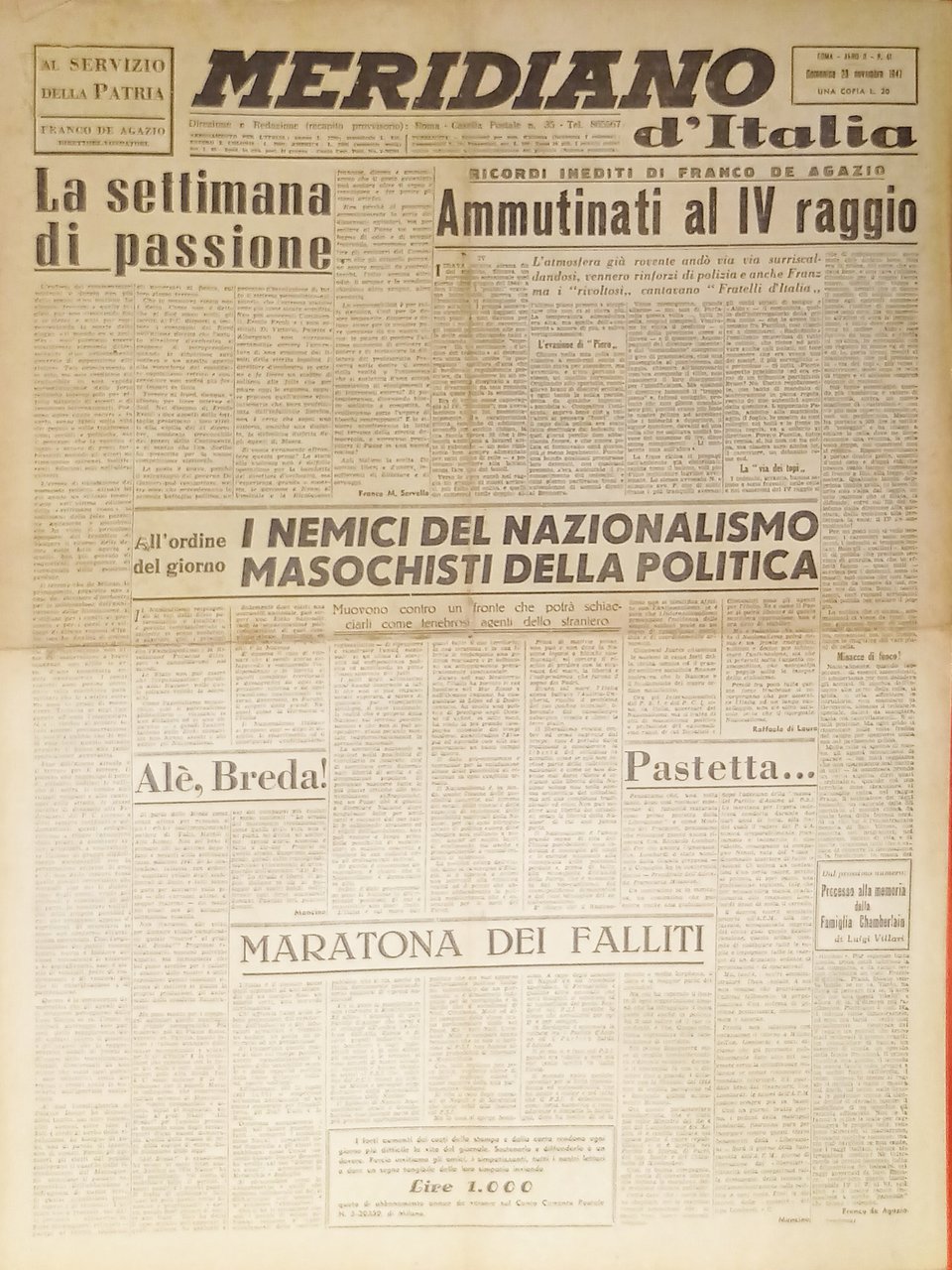 Giornale - Meridiano d'italia N. 41 - 1947 Ammutinati al … | Immagine principale