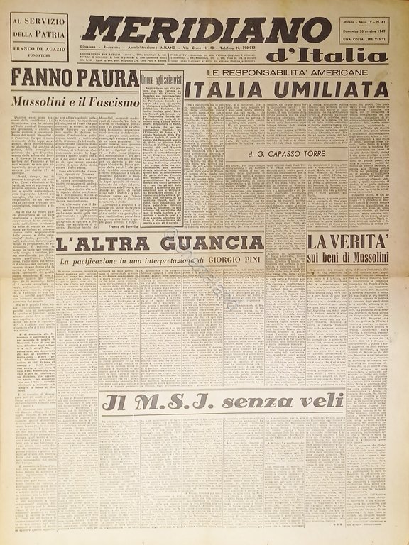 Giornale - Meridiano d'italia N. 41 - 1949 Fanno paura … | Immagine Gallery 2