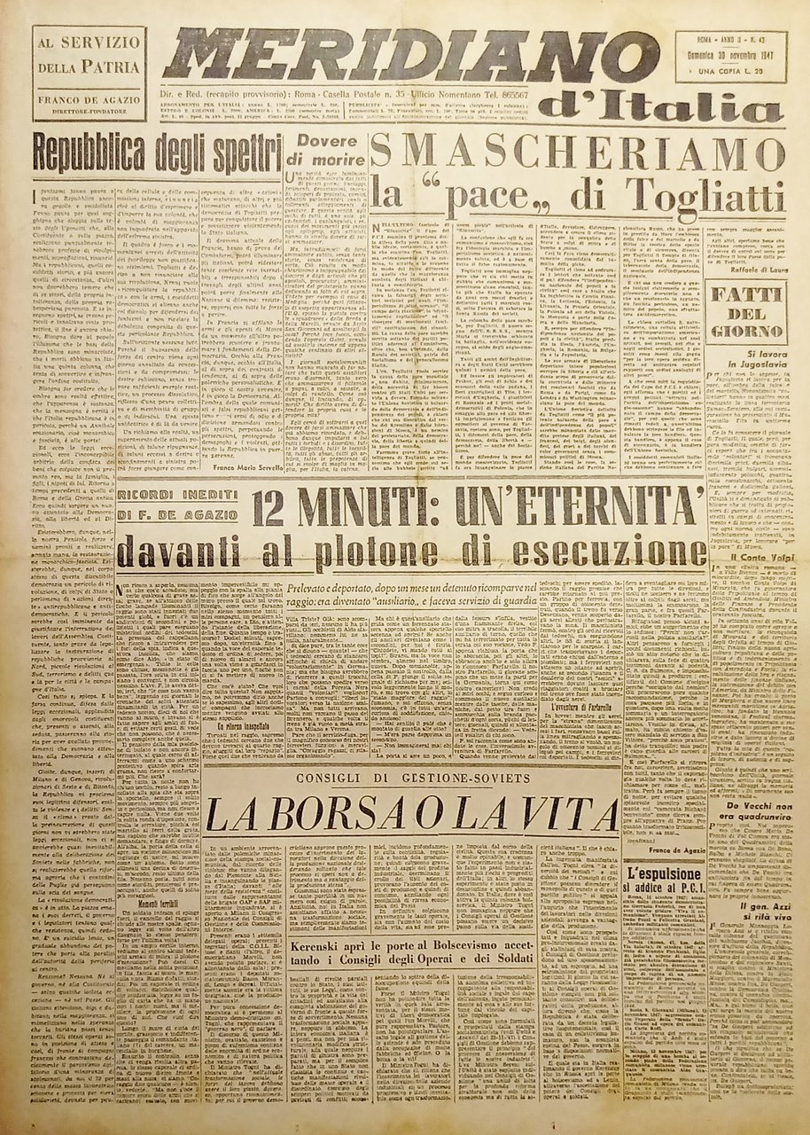 Giornale - Meridiano d'italia N. 42 - Smascheriamo la pace … | Immagine principale