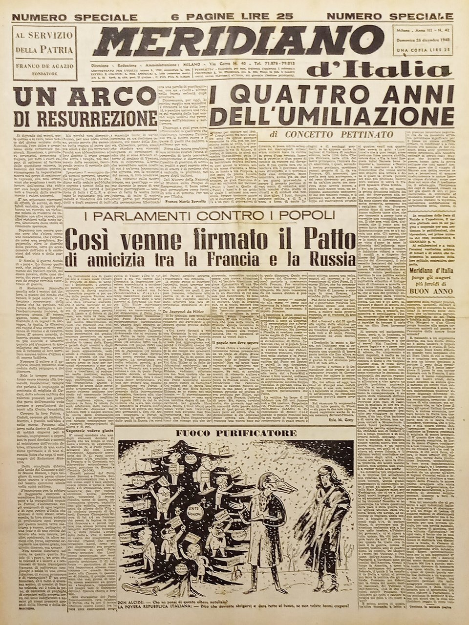 Giornale - Meridiano d'italia N. 42 Patto di amicizia tra … | Immagine principale