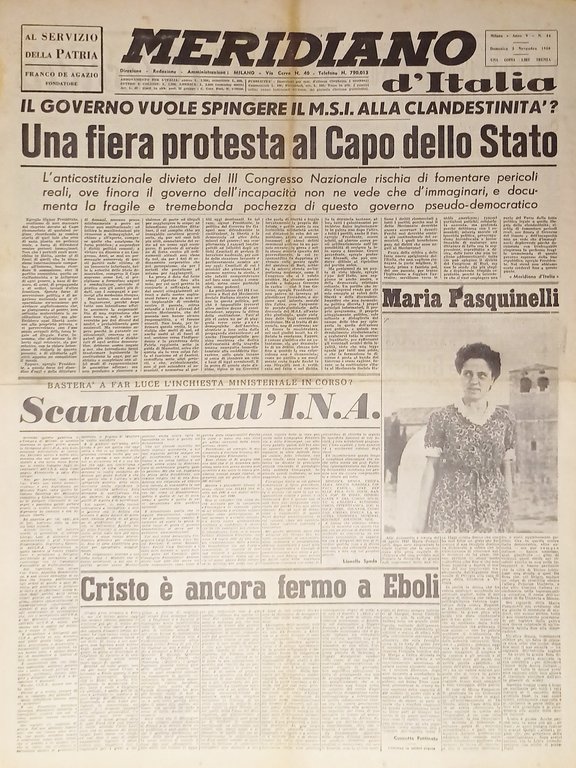 Giornale - Meridiano d'italia N. 44 - 1950 Maria Pasquinelli