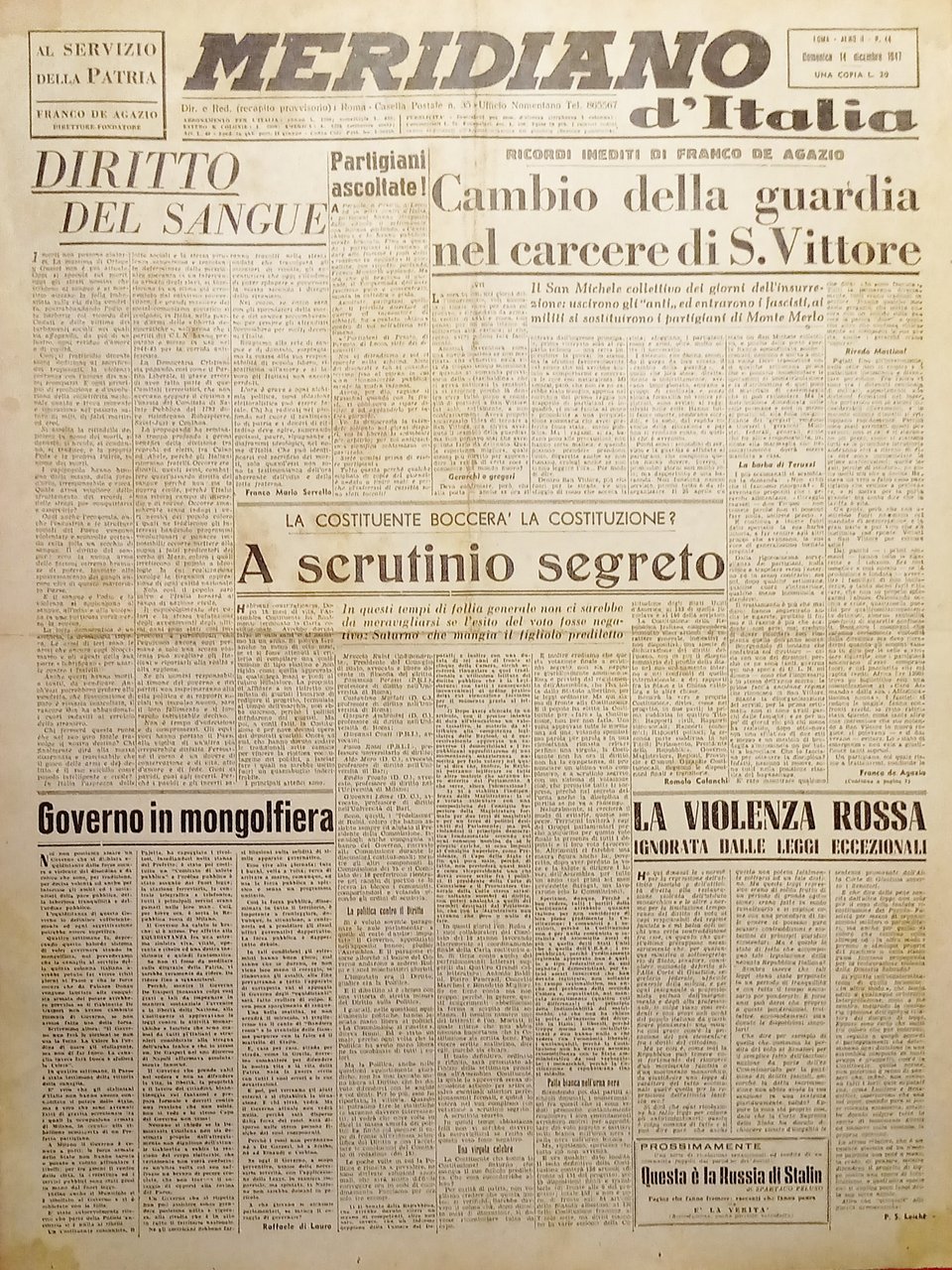 Giornale - Meridiano d'italia N. 44 Cambio guardia nel carcere … | Immagine principale