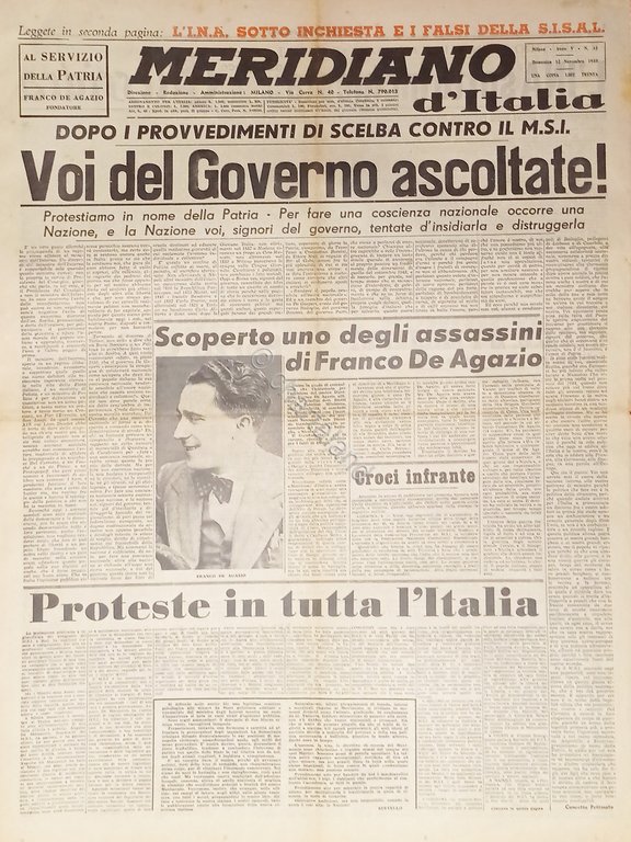 Giornale - Meridiano d'italia N. 45 - 1950 Scoperto assassino … | Immagine Gallery 2