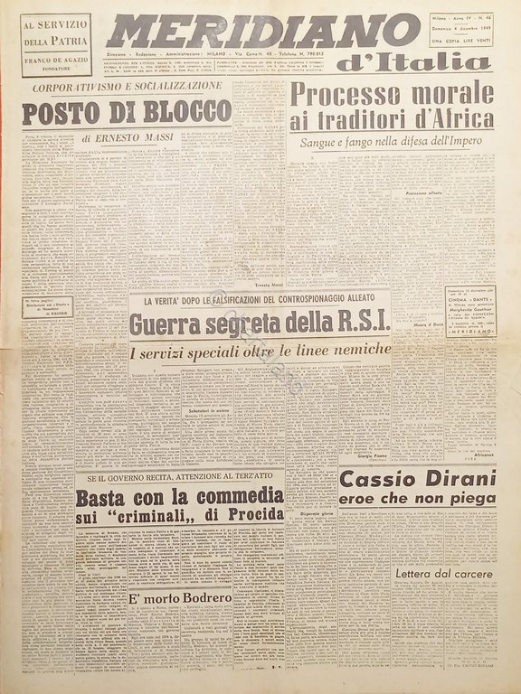 Giornale - Meridiano d'italia N. 46 - 1949 Guerra segreta … | Immagine Gallery 2